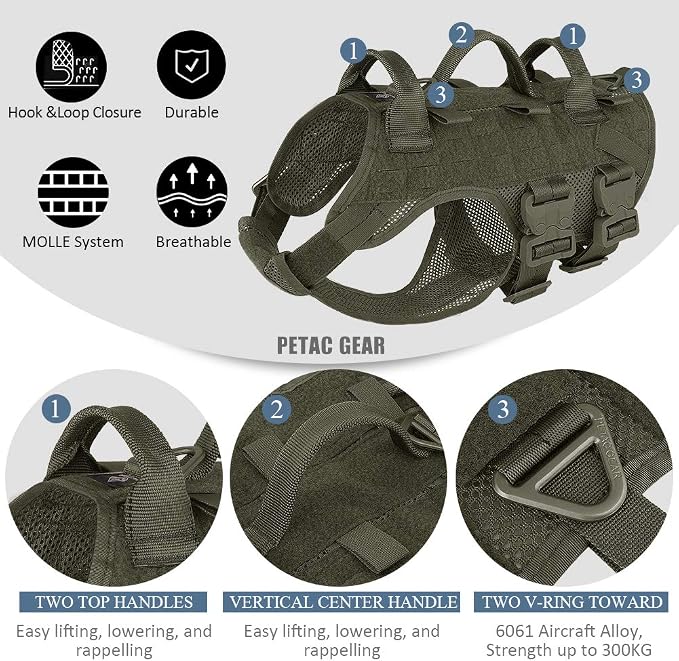 Tactical Dog Harness No Pull for Large Working Dogs Military Dogs Vest Police Service Training Dogs Molle Harnesses with Handle … …