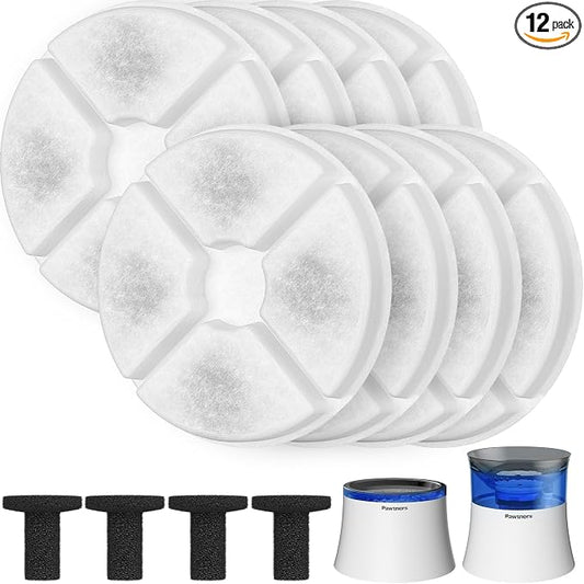 Pawtners Dog Water Fountain for Small Medium Large Dogs, 10in/6.7in Dog Fountain with Multiple Filtration, Replacement Filter for Pet Cats Dogs Water Fountains (8 Filters for 10in/6.7in Dog Fountain)