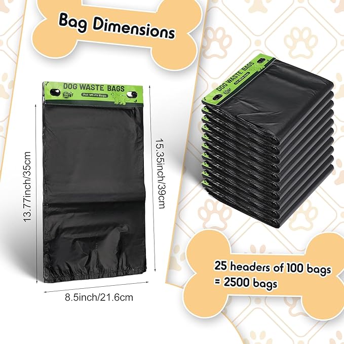Ireer 2500 Pcs Header Bag Bulk Dog Pet Waste Bags Bulk Poop LeakProof Easy Single Pull Bags for Poop Dog Station Fit Hang Hole Dispenser Pet Waste Bag for Home Outdoor