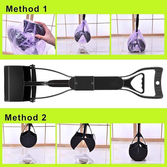23.6" Pooper Scooper, Portable Dog Poop Pick Up Tool for Large Medium Dogs, Heavy Duty Pet Waste Cleaner for Yard, Lawns, Grass and Outdoor Green