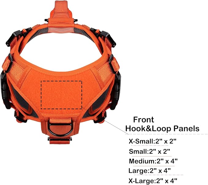 ICEFANG No Pull Tactical Dog Harness for Medium Dogs,Adjustable Dog Vest | Control Handle,MOLLE Panel,Front Hook,3 Leash Clips,Soft Padded,for walking training,Orange,Medium