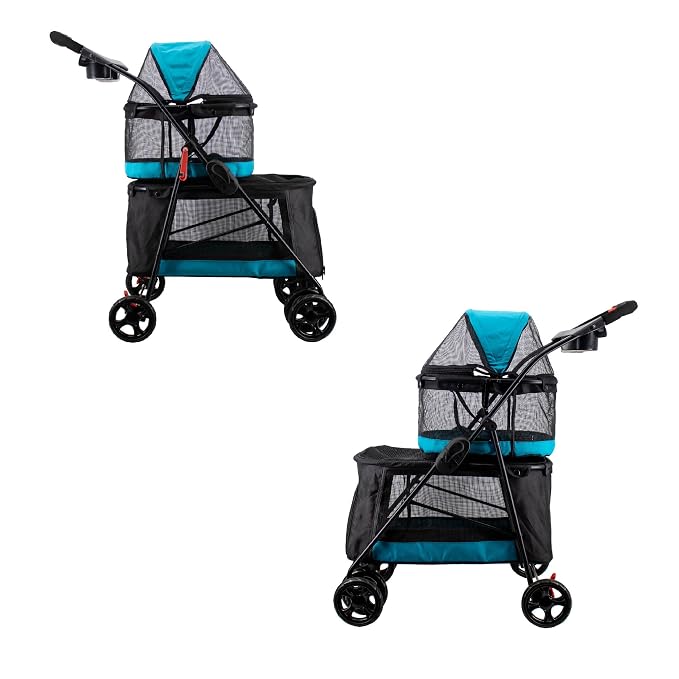 PETIQUE Pet & Pets Double Decker Pet Stroller, 11.53 Pound, Teal