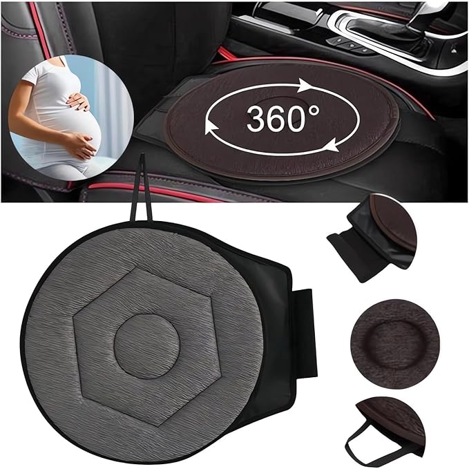 360° Rotating Seat Cushion - 2024 New Rotating Car Seat, Swivel Car Seat with Memory Foam, Non-Slip Car Seat Cushion for Elderly Support, Portable Seat Cushion for All Car (Gray)