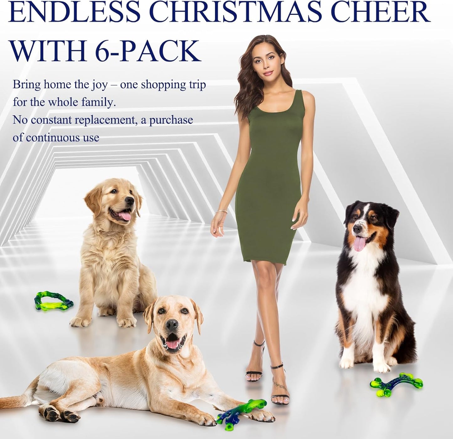 6-Pack Indestructible Dog Toys for Large Breed: Dog Toys for Aggressive Chewers, Durable Nylon Bone for Large Dogs, Dog, Peanut Butter Flavor