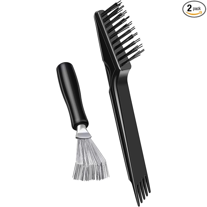 Boao 2 Pack Hair Brush Cleaning Tool,2-in-1 Comb Rake and Brush Cleaner for Removing Hair,Dust and Buildup,Mini Hairbrush Accessory for Home&salon(Black, Wood Color,Black Polished Wooden Handle Rake)