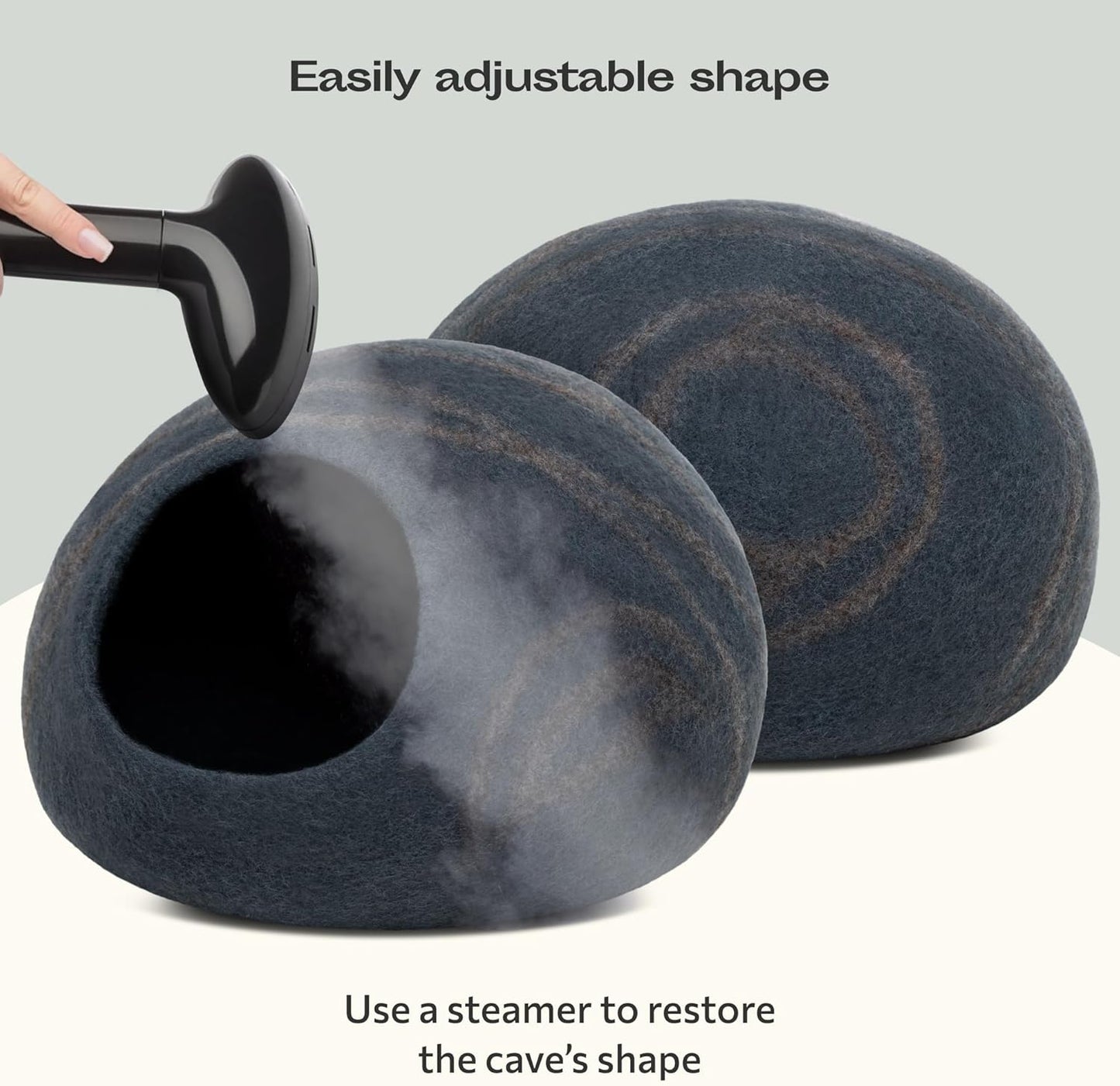 MEOWFIA Cat Cave – Premium Felt Cat Bed for Indoor Cats, Handmade 100% Merino Wool (Medium, Slate Grey)