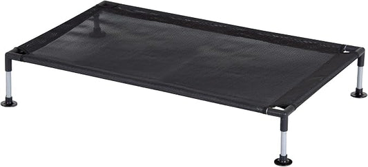 COOLA Pet Bed - Large - Black, 35.5 x 23.5 Dog Lounger, Breathable Mesh Fabric, Elevated Structure for Joints, Steel Frame, Animal 55lb Cap
