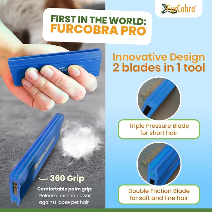 Pro Pet Hair Remover for Car Detailing, Carpet & Couch – Multi-Blade Dog & Cat Hair Scraper for Auto Interior, Upholstery, Furniture & Home – Reusable Embedded Fur Removal Tool