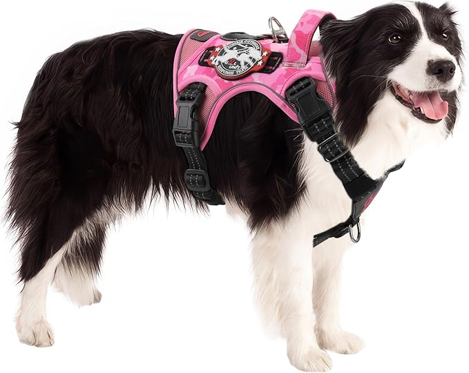 Petnanny Tactical Dog Harness No Pull Service Dog Vest M Jungle Camo | Tactical Dog Vest with breathable mesh & hook loop panel, no pull harness for walking training, adjustable fit