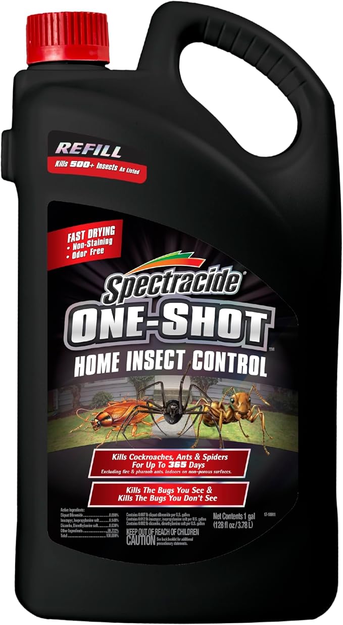 Spectracide One-Shot Home Insect Control AccuShot Refill, 1 Gallon, Fast-Drying Insecticide Formula for Residential Use to Kill 500+ Listed Insects by Contact