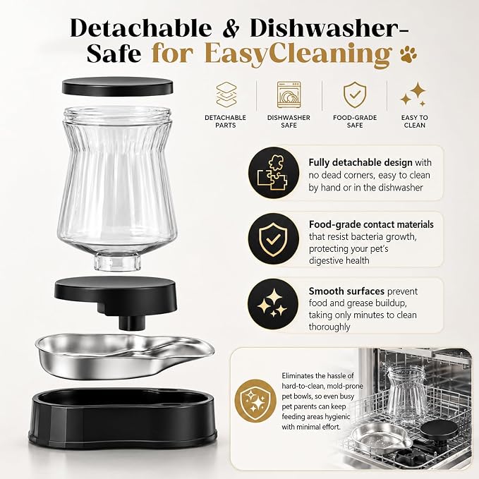 Automatic Dog Feeder Dispenser 3 Gallon/11L Gravity Stainless Steel Dog Food Feeder, BPA-Free Large Capacity Food Feeding Bowls for Medium & Large-Sized Dogs,Cats