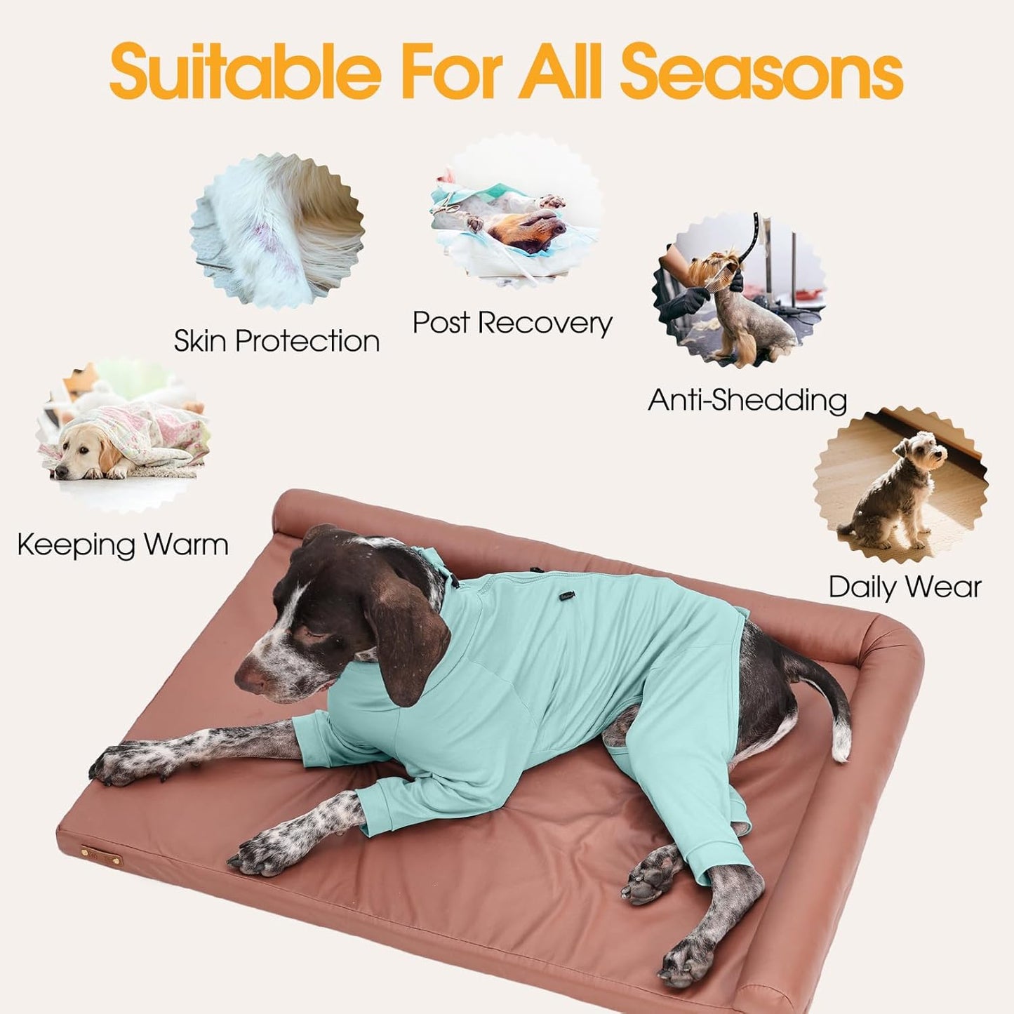 Small Dog Pajamas for Boys & Girls, Soft Dog Recovery Suit with Back Zipper & Adjustable Drawstrings, Long Sleeve Anti-Licking Pjs Shedding Suits for Chihuahua, Yorkshire Terrier, Green XS