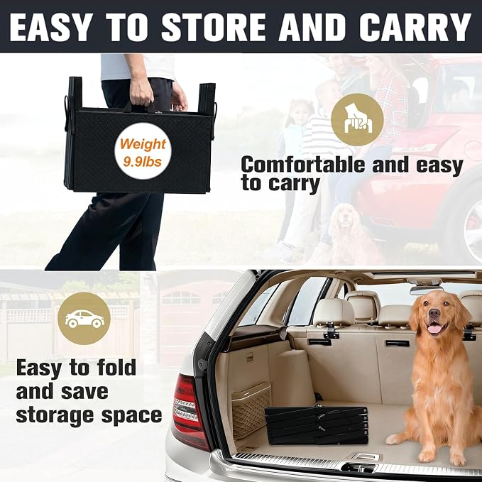 Dog Steps for Car, Truck, SUV, Dog Ramps for Cars with High Traction Surface, Portable Waterproof Dog Stairs for Large Dogs, Supports Up to 200 lbs, 6 Steps