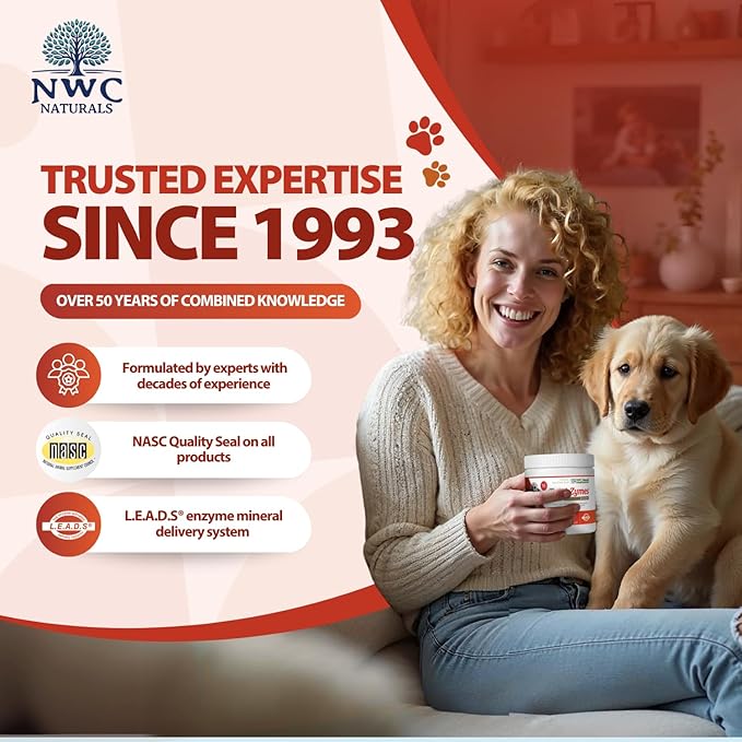 NWC Naturals Total-Zymes Digestive Enzymes for Cats and Dogs, Unflavored, Gut Health with Prebiotic to Support Food Digestion & Absorption, 100 Servings - 2.2 Ounces