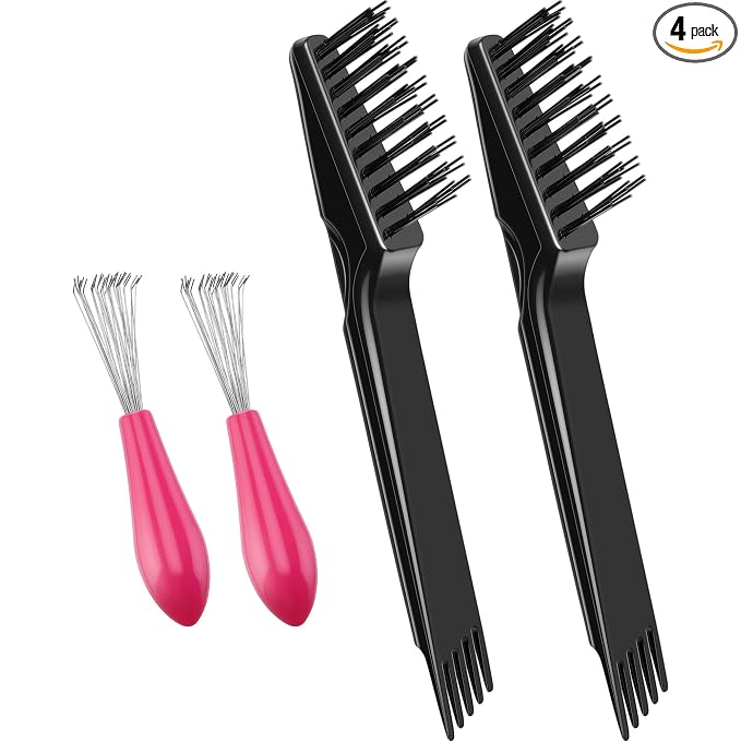 Boao 4 Pcs Hair Brush Cleaning Set Tool Mini Hair Cleaning Brush Cleaner Tool for Removing Dust Home Salon Use(Black)