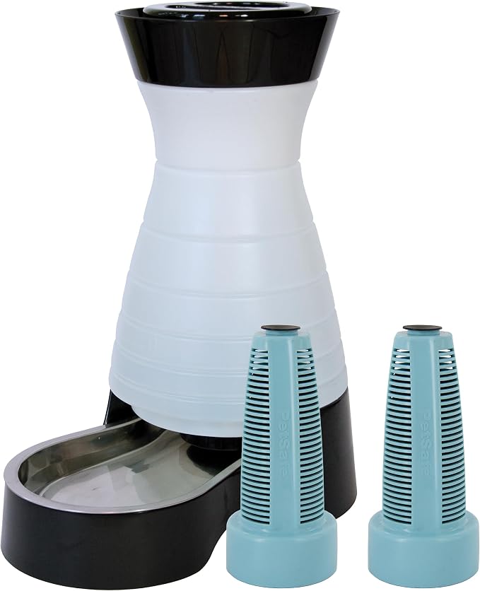 PetSafe Healthy Pet Food & Water Stations - Cat & Dog Food Storage Container - Filter Included with Waterer - Keeps Food & Water Fresh - Suitable for Small, Medium, & Large Dogs - Stainless Steel Bowl