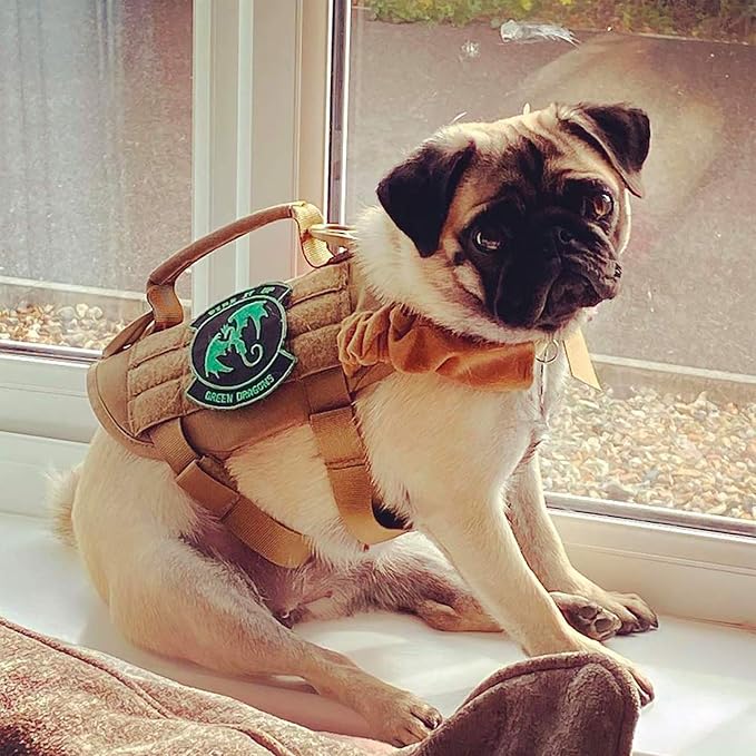 OneTigris Tactical Dog Harness XS Small Dog Vest with Handle | Military XS dog harness with vertical control handle. Soft fleece padding & quick-release. Ideal for training & walks.