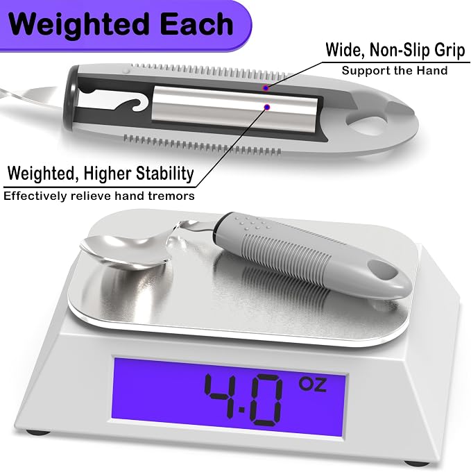Adaptive Utensils, Weighted Utensils for Hand Tremors, Parkinsons Utensils for Parkinsons Patients, Adaptive Eating Utensils for Disabled People, Handicap Utensils/Built Up Utensils for Adults