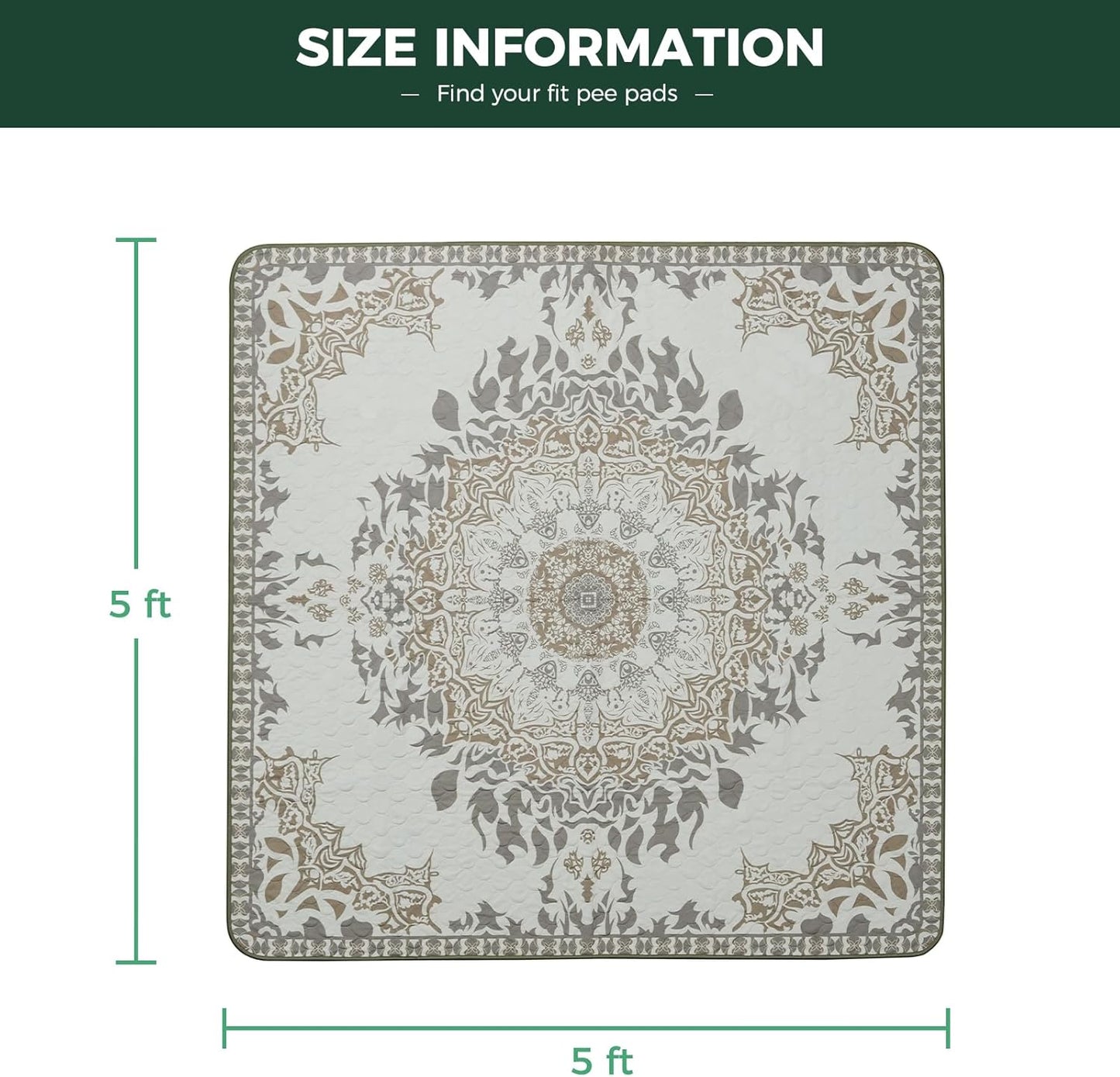 FXW Washable Pee Pads for Dogs, Puppy Pads with Super Absorbent, Specifically Designed for FXW Rollick/Homeplus 24 inch 8 Panels Dog Playpen, 63" Square, Boho, 1 Pack