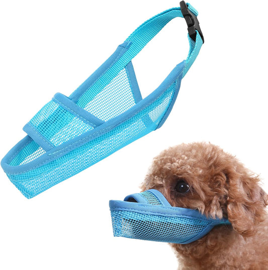 Crazy Felix Nylon Dog Muzzle for Small Medium Large Dogs Dachshund Beagle Poodle Labrador, Air Mesh Breathable and Drinkable Pet Mouth Guard for Anti-Biting Chewing Scavenging(XXXS, Blue)