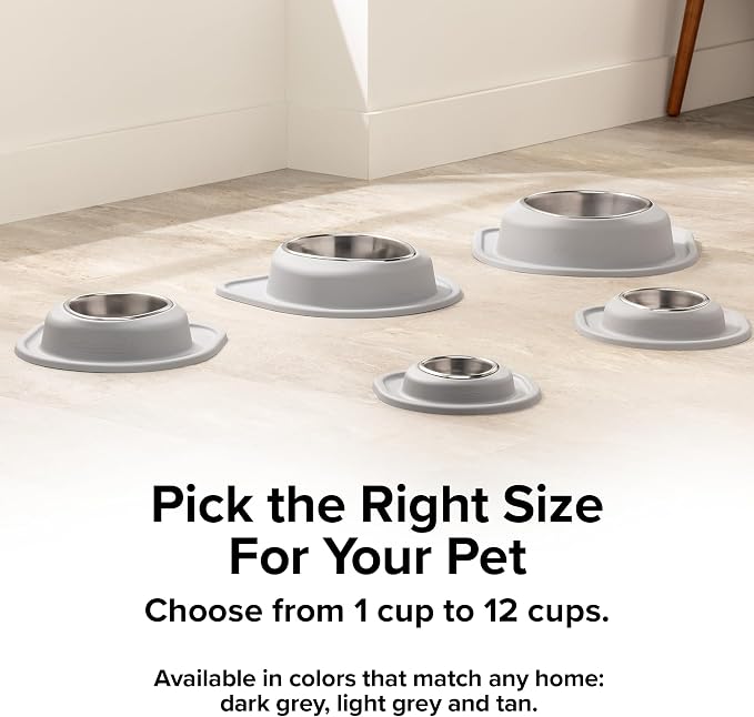 WeatherTech Single Low Pet Feeding System - Heavy-Duty Dog & Cat Food/Water Bowl - 96 oz (12 Cups) Dark Grey (SL9603DG)