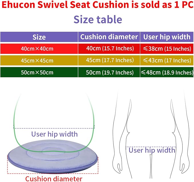 Swivel Seat Cushion 360 Degree Rotating Seat Cushion Light Weight Portable Pivot Disc Pad for Elderly, Pregnant Woman, Swivel Car Seat. Easy Turning from Bed to Wheelchair or Chair