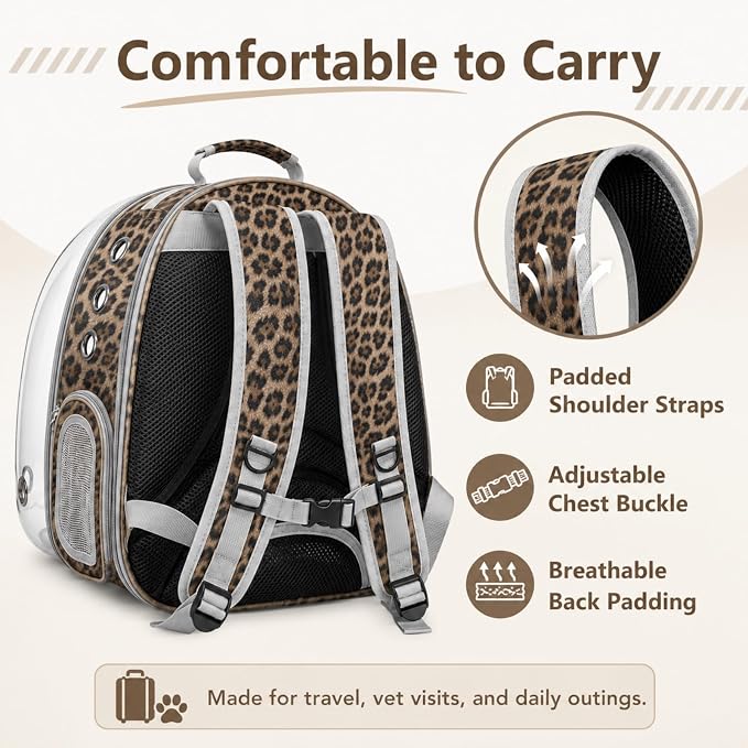 Expandable Cat Carrier Backpack for Cats & Dogs, Bubble Window Pet Travel Backpack with Breathable Mesh, Anti-Collapse Structure, Side Door, Safety Leash, for Vet Visits, Hiking, Outdoor, Animal