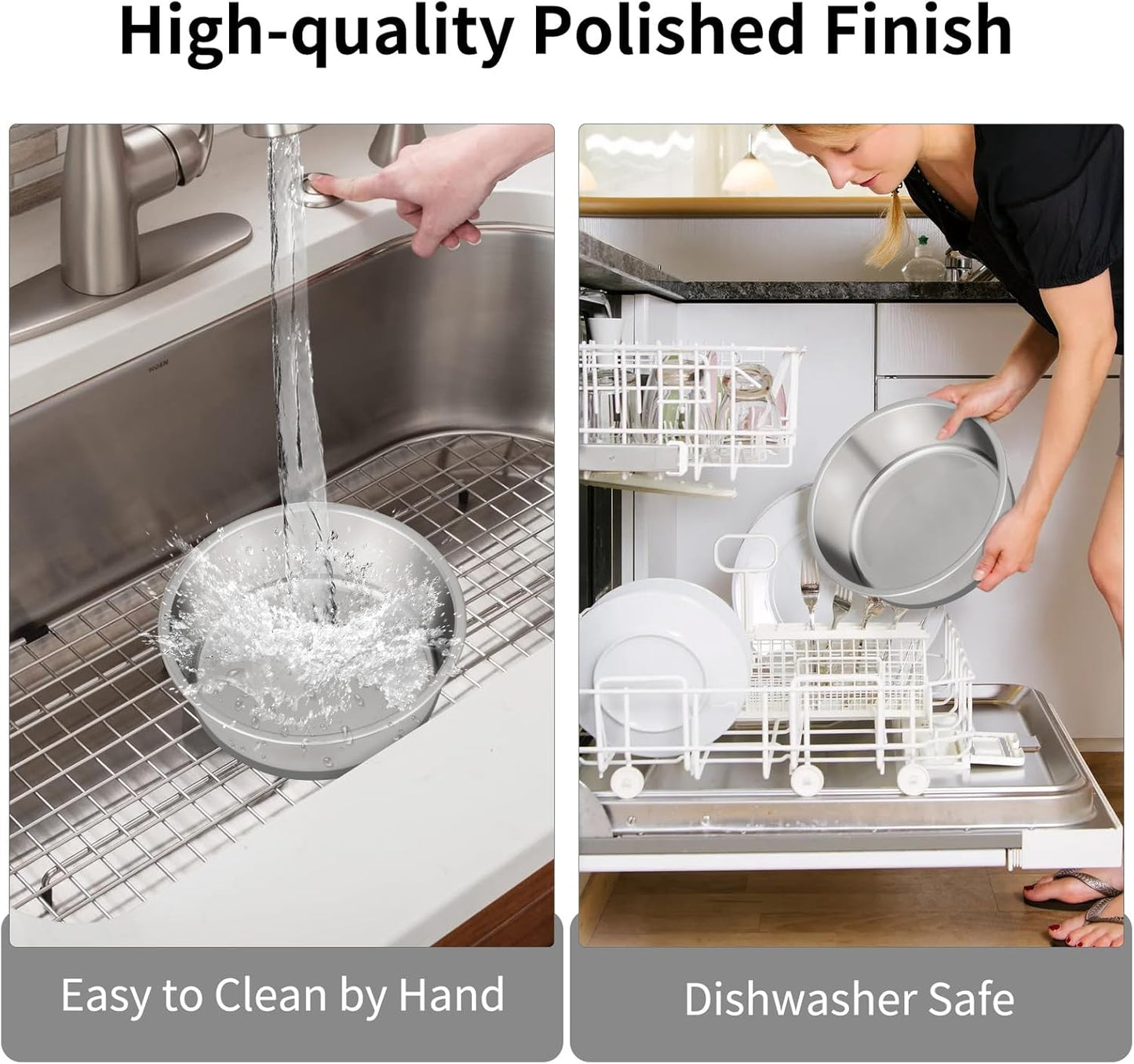 Taglory 8 Cup Stainless Steel Dog Bowls Set of 2 for Food and Water, Silicone Base Anti-Slip, Rust Resistant, Extra Thick Metal Bowls for Medium Dogs, 59oz, Gray