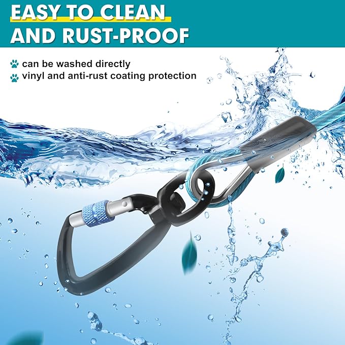 Snagle Paw Dog Leads for Yard 100FT-1000LBS Break Strength,Heavy Duty Tie Out Cable for Dogs with Swivel Lockable Hook & Spring,Chew Proof Dog Chain for Outside,Dog Run Cable for Medium Large Dogs