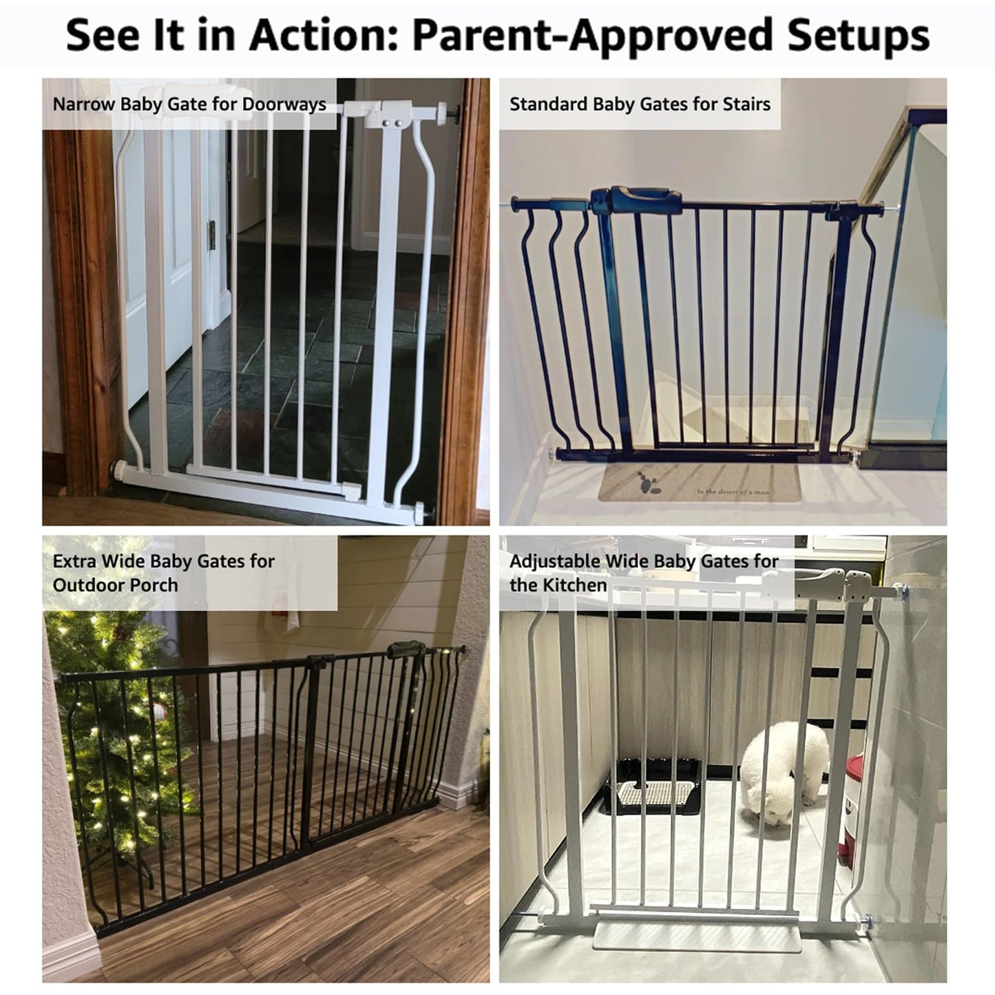 Extra Wide 76.4-81 Inch Large Baby Gates for Stairs, Doorways - No Drilling, Pressure Mounted Pet Gates for Kids & Dogs
