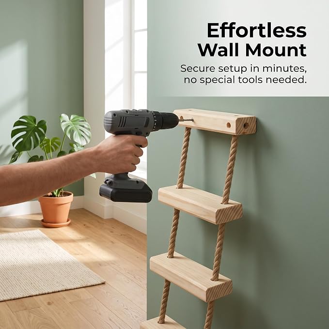 with Shelves for Climbing and Play, Hard Ladder