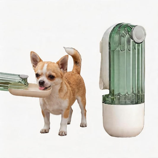 Portable Dog Water Bottle with Food Container, 2-in-1 Pet Water Dispenser & Travel Bowl, Leak-Proof Puppy Water Bottle for Small Dogs & Cats, Perfect for Walking, Hiking, Dog Mom Gifts（Green
