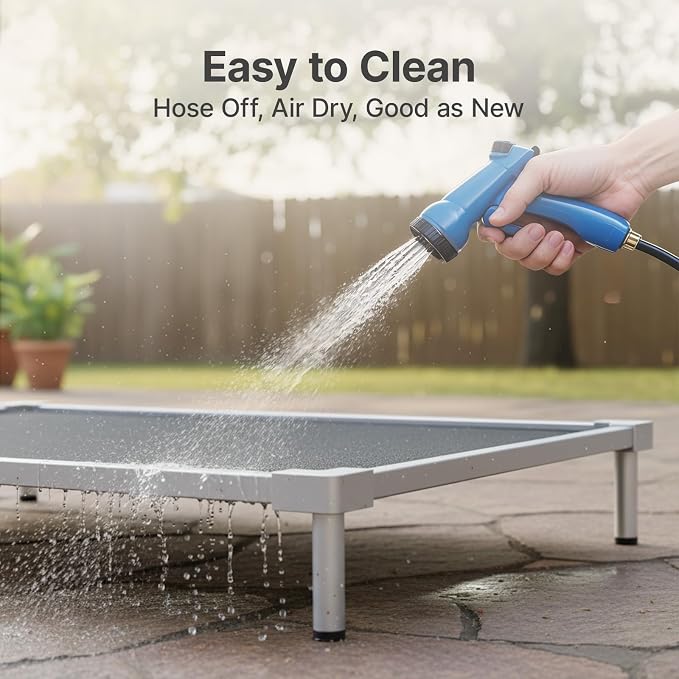 Elevated Dog Beds Large Sized Dog, Chew Proof Aluminum Alloy Heavy Duty Dogs Supplies Cooling Raised Pet Cot Indestructible with Anti-Rust Washable Assembly for Crate Outdoor-48.4"x 32.7" x 6"