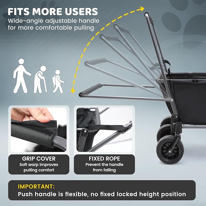 REDCAMP Folding Dog Wagon with Canopy, 150lbs Dog Stroller with 6 Wheels | Collapsible Utility Cart with 17.3" Extendable Ramp for 2 Medium Dogs Large Dog, All-Terrain Wheels with Brake for Senior Pet
