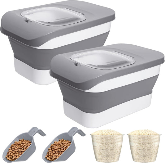 10-26 LBS Dog Food Storage Container,Collapsible Dog Food Containers with Airtight Lid,Pet Food Storage Container,Cat Food Storage Container with Scoops and Measuring Cups