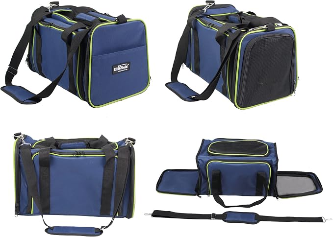 EliteField Expandable Soft Pet Carrier (3 Year Warranty, Airline Approved), Multiple Sizes and Colors Available (17" L x 11" W x 11" H, Navy Blue)