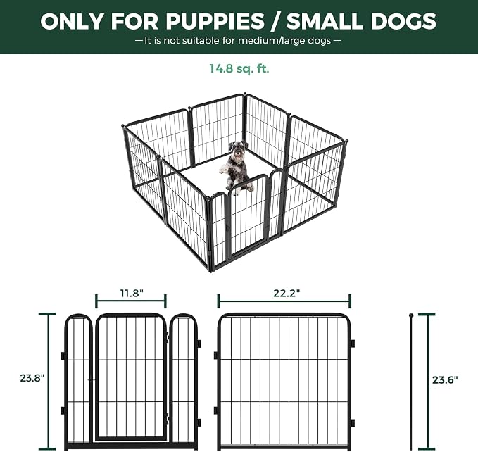FXW Homeplus Indoor Dog Playpen with Washable Pee Pad, 24" H, 8 Panels | Calm Indoor Play Area, Super Absorbent Pad for Easy Cleanup, for Puppies & Small Dogs, Patented