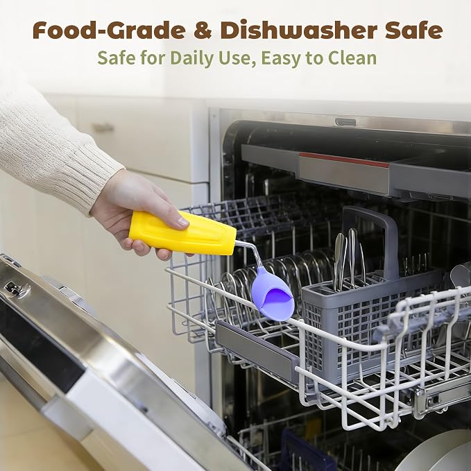 Anti-Tremor Spill Shield Spoon for Hand Tremors Parkinsons, Weighted Adaptive Utensils with Large Enclosed Scoop, Ergonomic Non-Slip Handle, Dishwasher Safe (Yellow, Right Spoon)