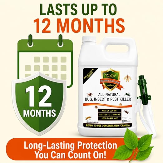 Natural Bug, Insect & Pest Killer & Control Including Fleas, Ticks, Ants, Spiders, Bed Bugs, Dust Mites, Roaches and More for Indoor and Outdoor Use, 128 Oz Gallon