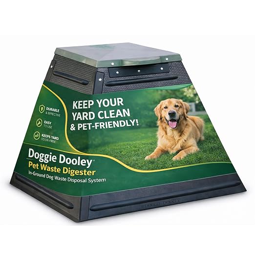 Doggie Dooley Pet Waste Digester - Leach-Bed Style - In-Ground Dog Waste Disposal System for 1 Large or 2 Small Dogs - Digester Starter, Made in USA, Black Plastic Tank with Silver Foot-Operated Lid