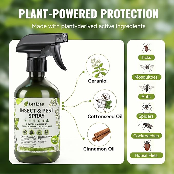 Natural Bug Spray, Triple Essential Oil Formula, Insect Repellent with Cinnamon Oil for Pest Control, Effective Against Ants, Spiders, Roaches &More, Indoor Outdoor Use, Family & Pet Safe (Pack of 2)