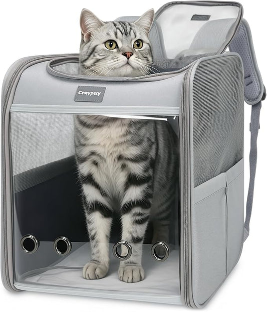Cawypety Cat Carrier Backpack,Cat Carrier with Window Blind，Cat Backpack for Small Cats Dogs, Safety Straps, Collapsible, Breathability,Designed for Travel, Hiking, Outdoor,Car