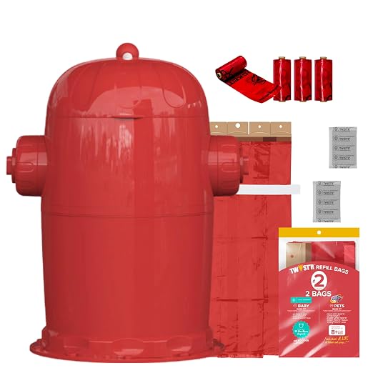Red Rocket Doggy Twist'R Medium Waste Disposal System, Dog Poop Trash Can | Odor Control, Indoor/Outdoor, Holds Up to 15 Lbs, Includes 2 Size #2 Odor Blocking Bags, 2 Charcoal Sachets, 60 Poop Bags