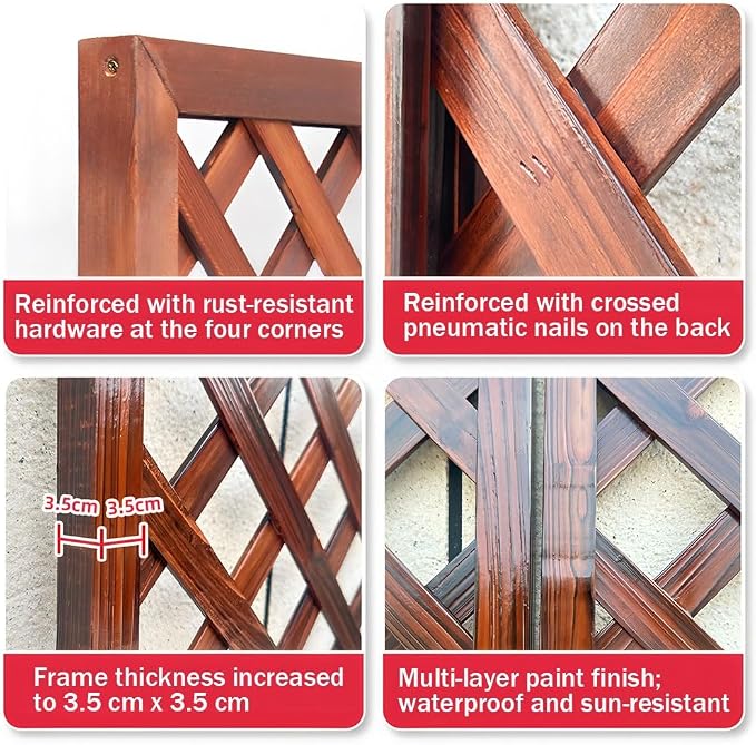 Zfmnoyev Outside Wooden Decorative Fences, Courtyard Edge Fence Board, Decorative Garden Trellis for Climbing Plants, Standing Decorative Privacy Fence Panels for Deck Patio Balcony(60x90cm)