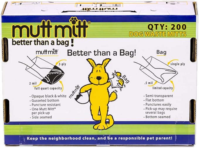 Mutt Mitt® 2-Ply dog waste pick-up bags Dispense-A-Mitt™ - 200 Dog Waste Bags in a wall mountable box. (Pack of 2)