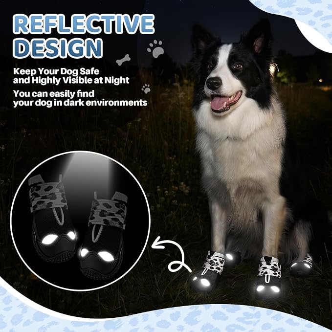 SlowTon Dog Shoes for Large Small Medium Dogs - Breathable Dog Boots for Summer Hot Pavement, Paw Protector for Outdoor Walking Winter Snow, Anti-Slip Rubber Dog Booties for Hardwood Floor (LP B, 5)