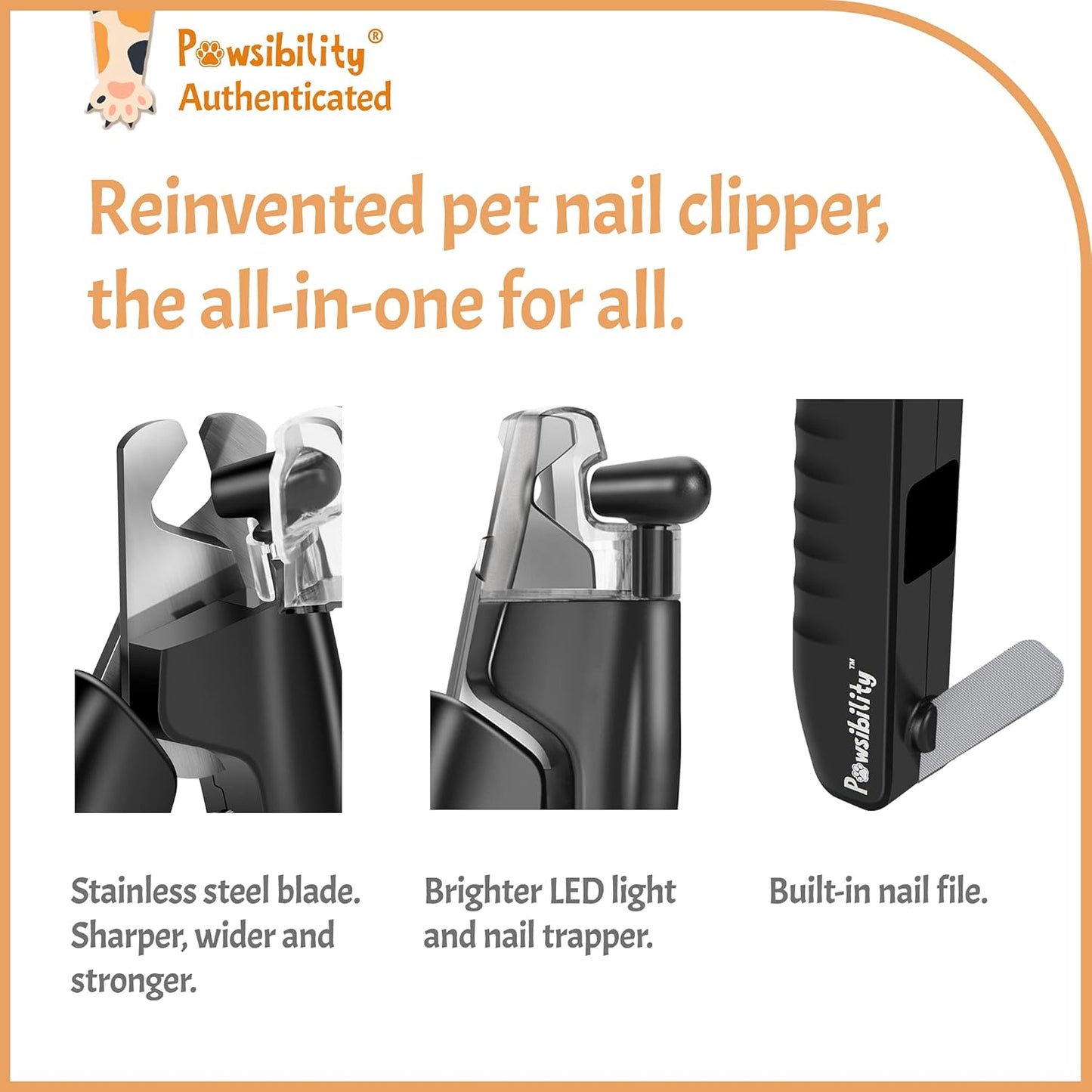 Reinvented Pet Nail Clippers for Your Pal - USB Rechargeable LED Light for Bloodline | Razor Sharp and Durable Blade | Vets Recommended Trimming Tool for Dogs and Cats