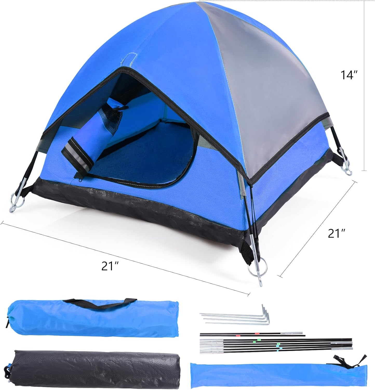 Cat Camping Tent, Cat Tent Bed, Pet Tent for Indoor Cat and Small Dog, Mini Tent (Blue, 21 x 21 x 14 Inches)