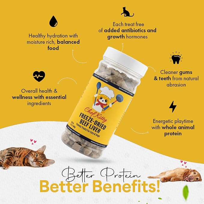 Freeze-Dried Raw Single Ingredient Dog Treats, Beef Liver, High Protein, Health Training Treats or Meal Topper for All Dogs, Grain-Free Inspected & Tested in USA 2.1oz