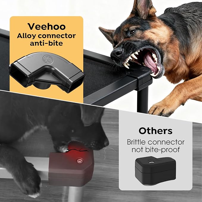 Veehoo Chew Proof Elevated Dog Bed, Padded Indestructible Raised Dog Cot | Orthopedic Dog Platform Bed with Soft Padded Mat, Durable Waterproof Pet Cot for Indoor, Outdoor or Crate, 41-Inch, Black